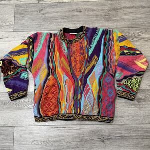 Vintage Coogi Sweater Mens Size XL Y2k Australia Biggie Cosby 3D 100% Cotton